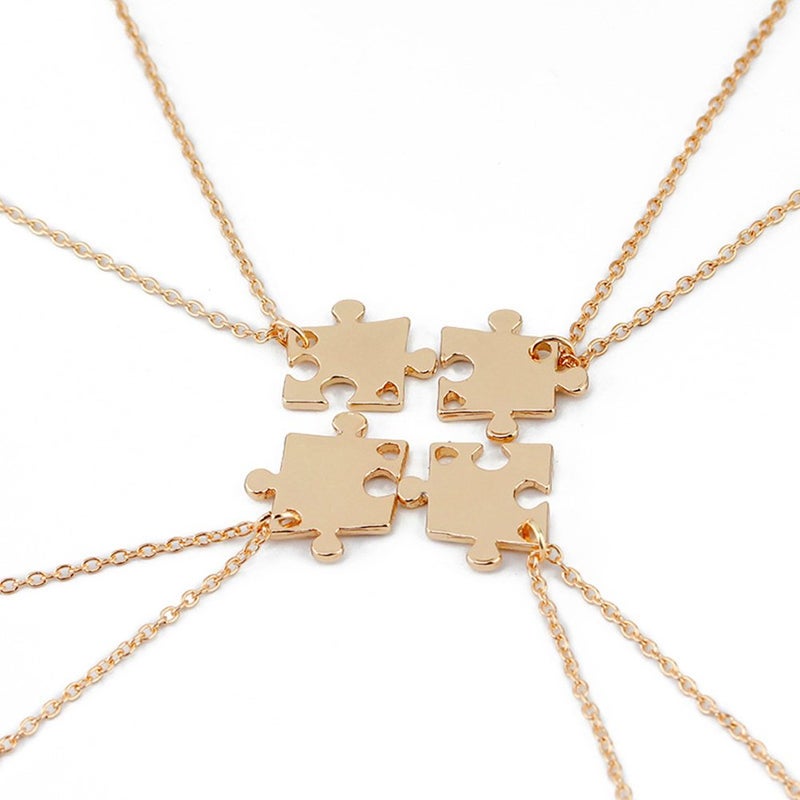 SIVITE 4 Pcs Puzzle Best Friends Forever Necklace Engraved Heart Charm Pendant Set BFF Friendship Necklace - Image 3